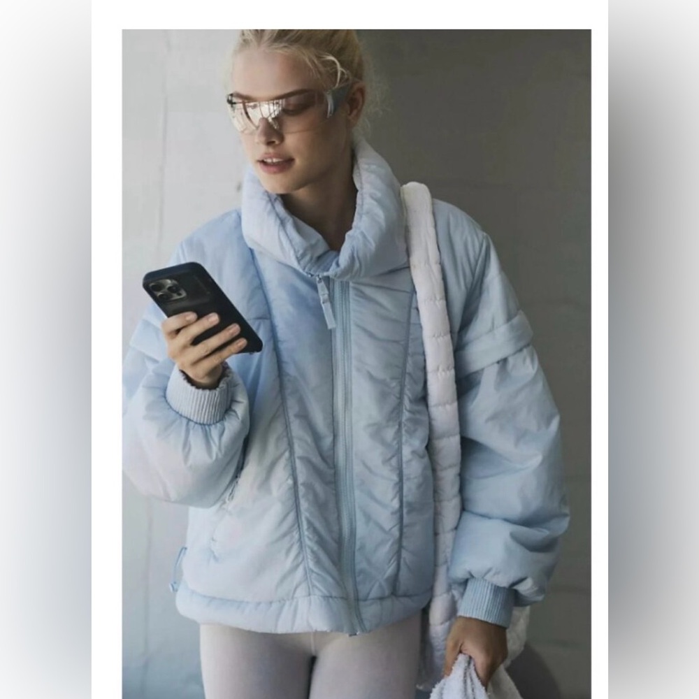 NWT FREE PEOPLE MOVEMENT Penelope Packable Puffer Jacket | Ice Grey MSRP $198